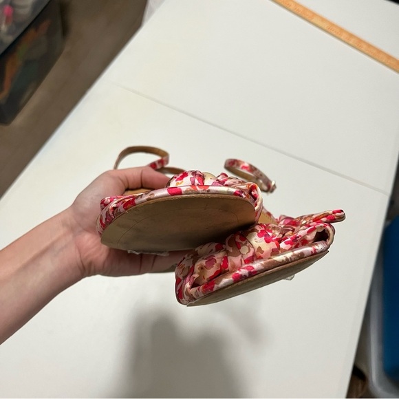 J. Crew Factory Printed Knotted Heeled Sandals Floral Ditsy Pink Size 12 - Picture 5 of 8